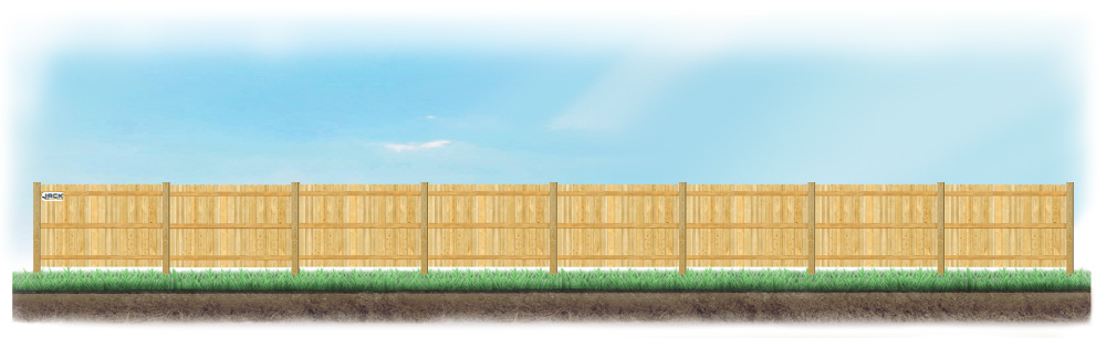 A level fence installed on level ground in Lafayette, Louisiana