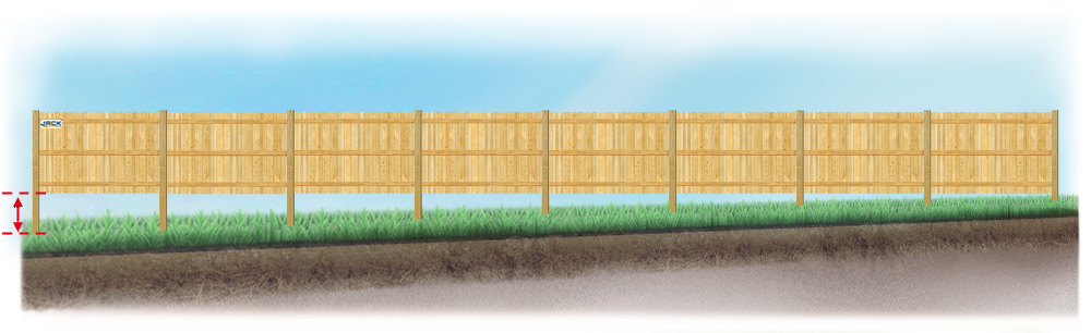 A level fence installed on uneven ground Lafayette Louisiana