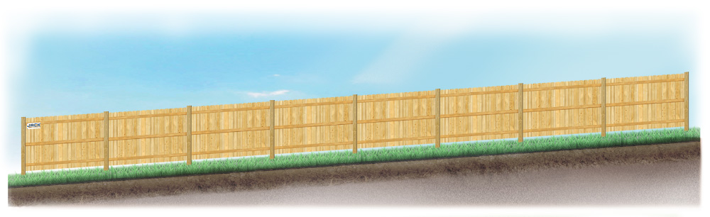 Racked fence on sloped ground in Lafayette Louisiana